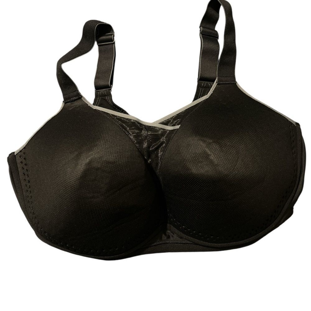 Livi Active Lane Bryant 44G Molded Underwire Sports Bra Black Gray High Impact